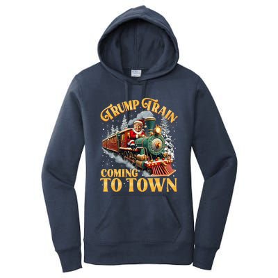 Trump Train Christmas Coming To Town Santa Trump 2024 Xmas Women's Pullover Hoodie