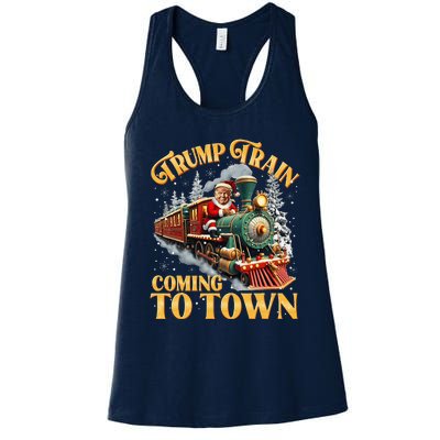 Trump Train Christmas Coming To Town Santa Trump 2024 Xmas Women's Racerback Tank