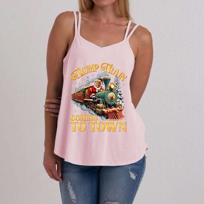 Trump Train Christmas Coming To Town Santa Trump 2024 Xmas Women's Strappy Tank