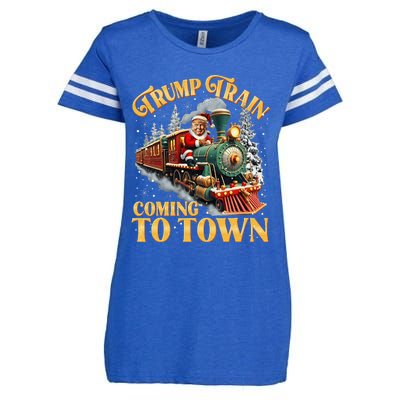 Trump Train Christmas Coming To Town Santa Trump 2024 Xmas Enza Ladies Jersey Football T-Shirt