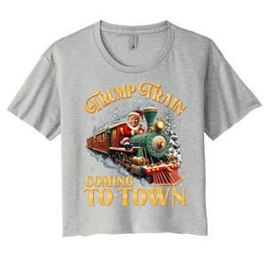 Trump Train Christmas Coming To Town Santa Trump 2024 Xmas Women's Crop Top Tee