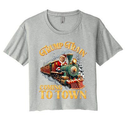 Trump Train Christmas Coming To Town Santa Trump 2024 Xmas Women's Crop Top Tee