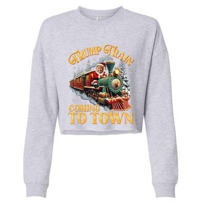 Trump Train Christmas Coming To Town Santa Trump 2024 Xmas Cropped Pullover Crew