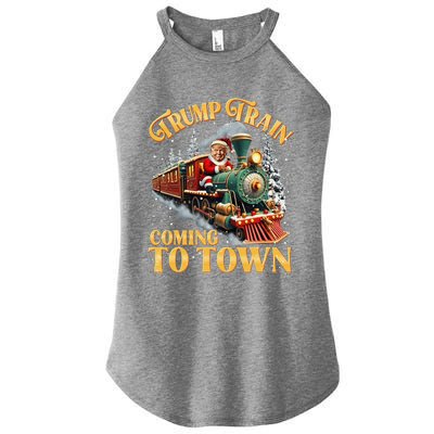 Trump Train Christmas Coming To Town Santa Trump 2024 Xmas Women's Perfect Tri Rocker Tank