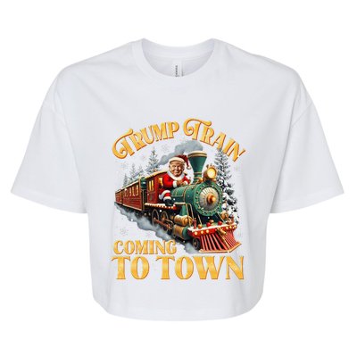 Trump Train Christmas Coming To Town Santa Trump 2024 Xmas Bella+Canvas Jersey Crop Tee