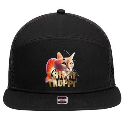 Trippi Troppi Cat Funny Meme Brainrot Humor Gen Z 7 Panel Mesh Trucker Snapback Hat
