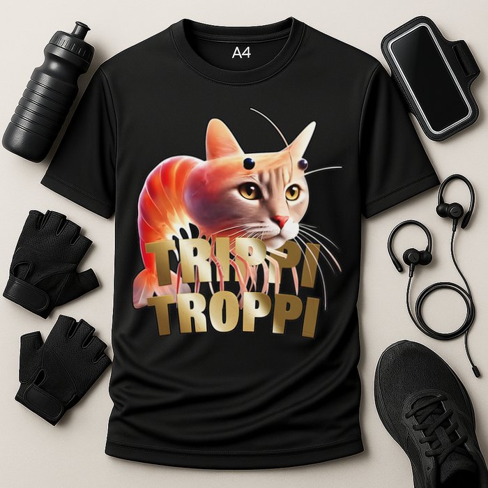 Trippi Troppi Cat Funny Meme Brainrot Humor Gen Z Cooling Performance Crew T-Shirt