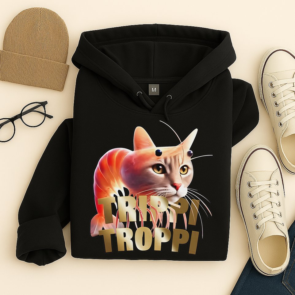 Trippi Troppi Cat Funny Meme Brainrot Humor Gen Z Hoodie