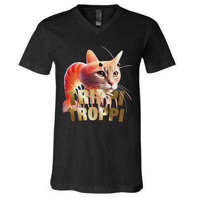 Trippi Troppi Cat Funny Meme Brainrot Humor Gen Z V-Neck T-Shirt