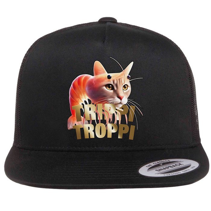 Trippi Troppi Cat Funny Meme Brainrot Humor Gen Z Flat Bill Trucker Hat