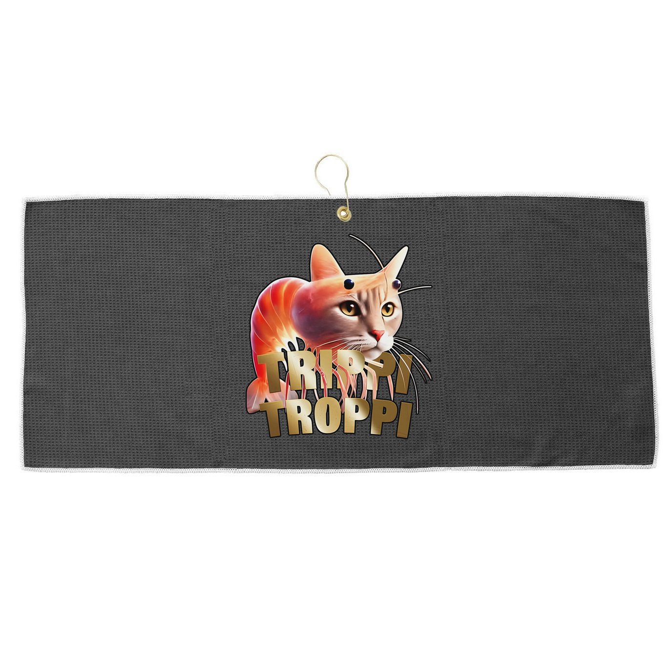 Trippi Troppi Cat Funny Meme Brainrot Humor Gen Z Large Microfiber Waffle Golf Towel