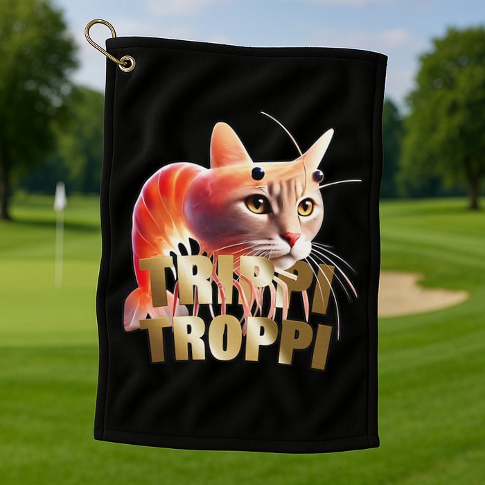 Trippi Troppi Cat Funny Meme Brainrot Humor Gen Z Golf Towel