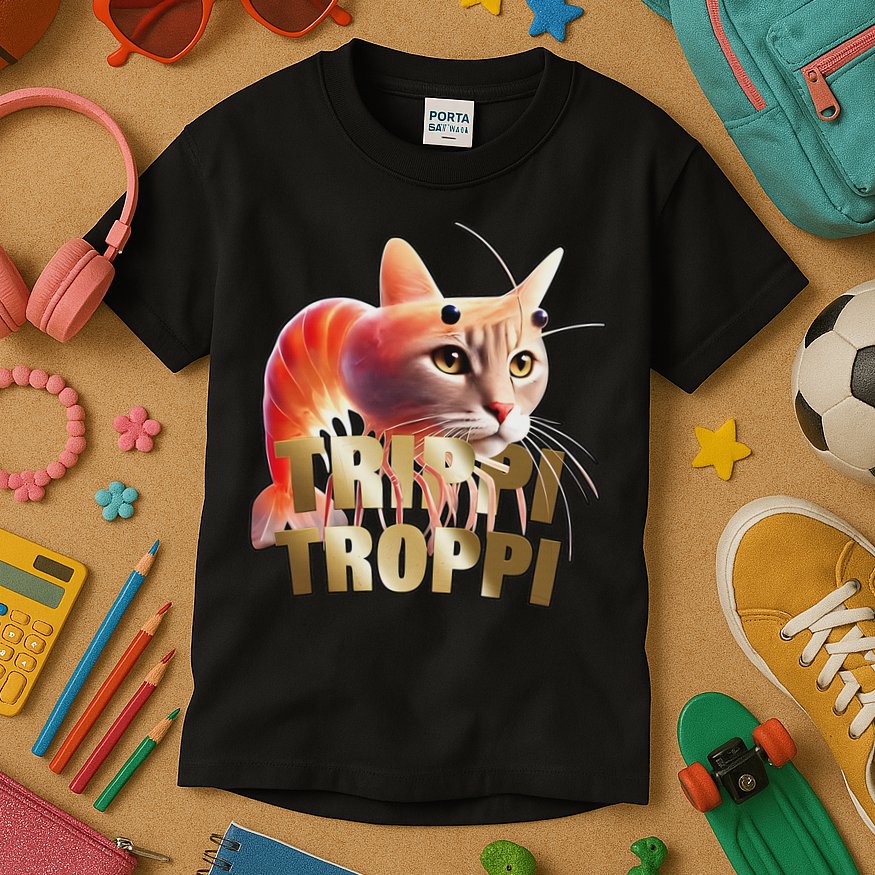 Trippi Troppi Cat Funny Meme Brainrot Humor Gen Z Kids T-Shirt