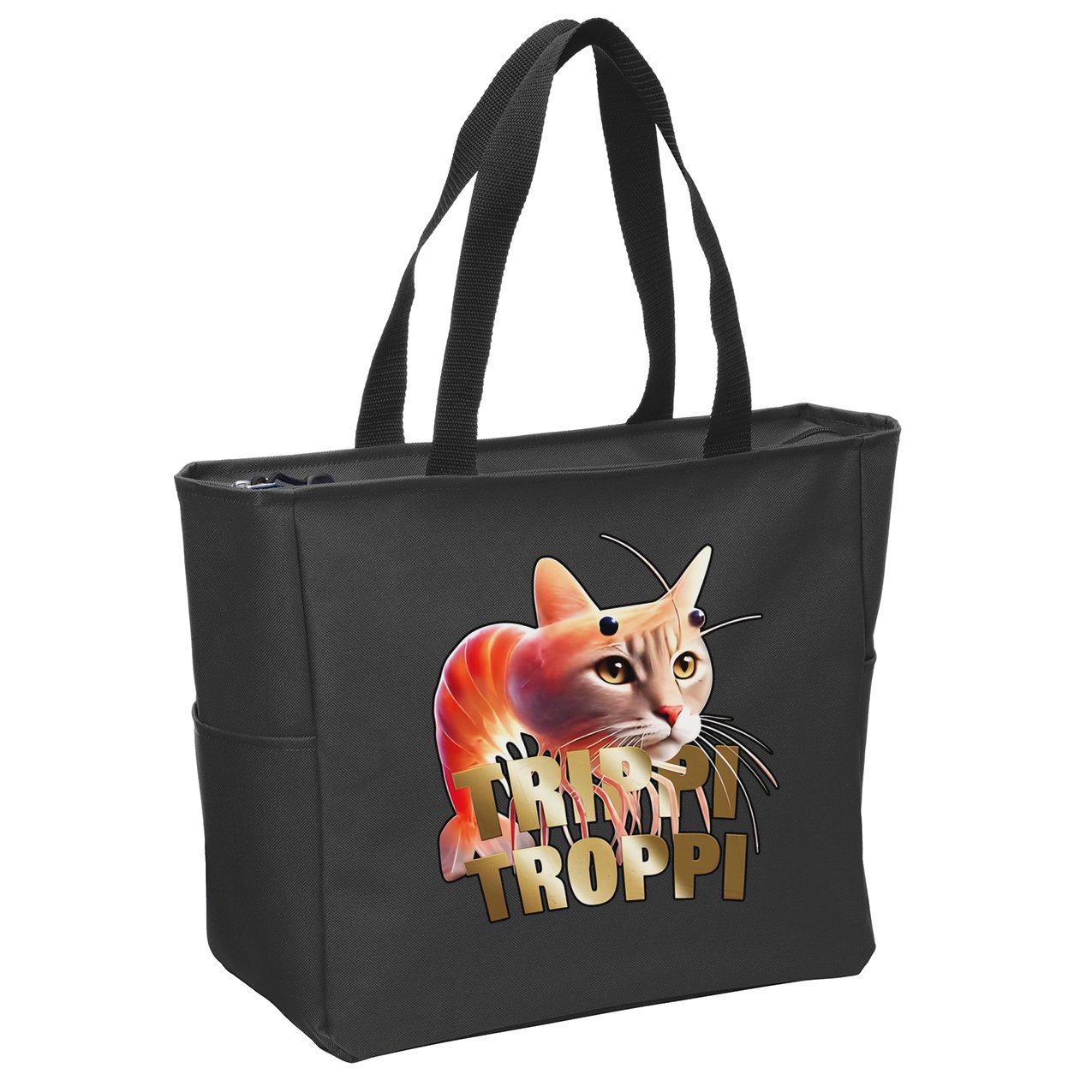 Trippi Troppi Cat Funny Meme Brainrot Humor Gen Z Zip Tote Bag