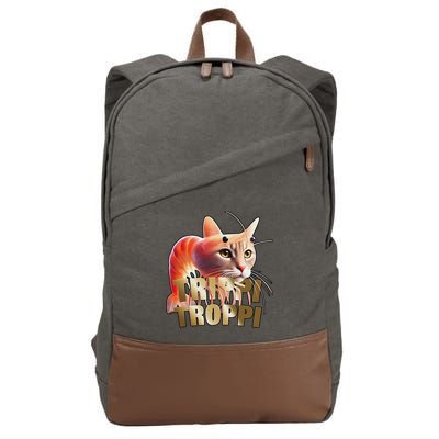 Trippi Troppi Cat Funny Meme Brainrot Humor Gen Z Cotton Canvas Backpack