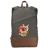 Trippi Troppi Cat Funny Meme Brainrot Humor Gen Z Cotton Canvas Backpack