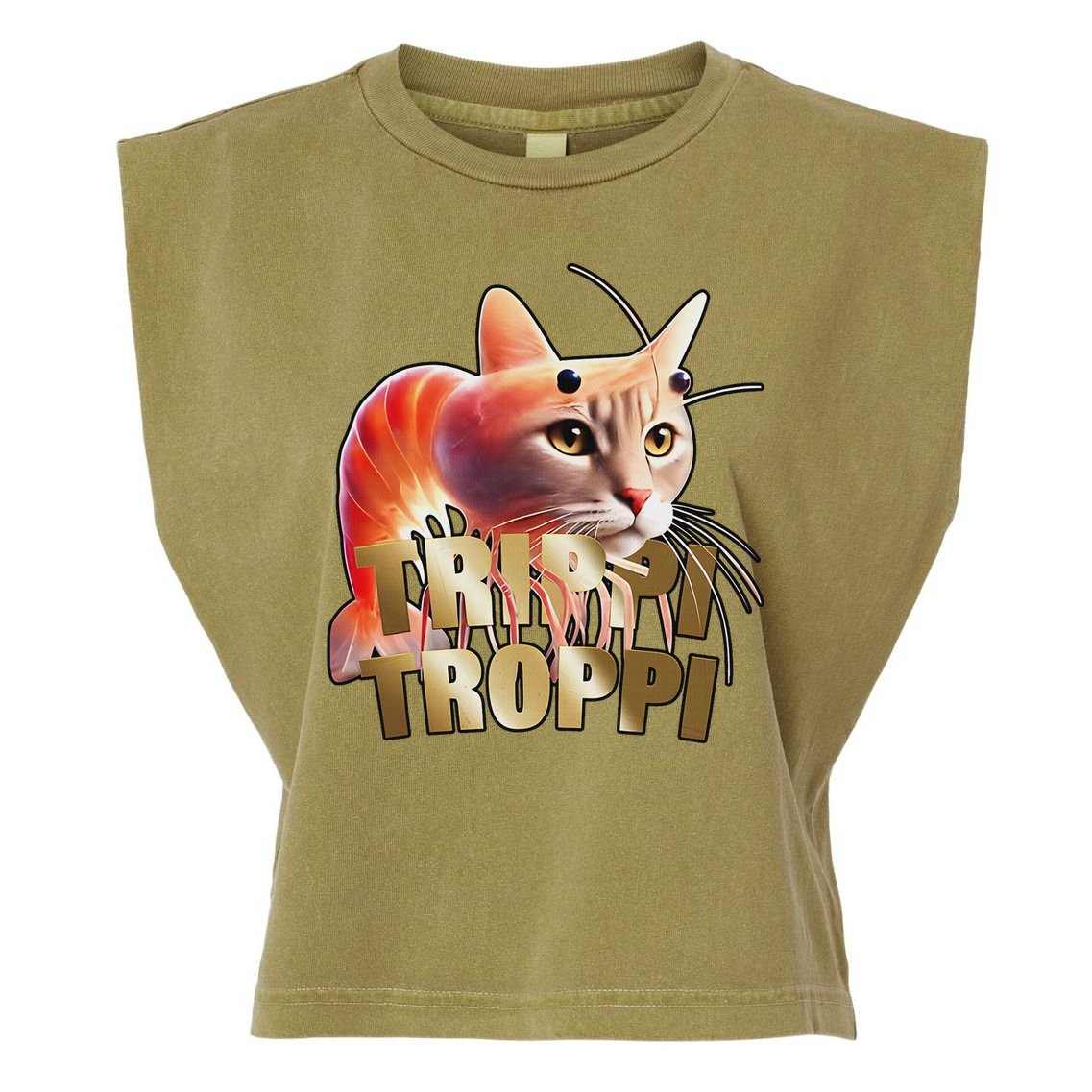 Trippi Troppi Cat Funny Meme Brainrot Humor Gen Z Garment-Dyed Women's Muscle Tee