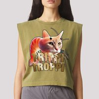 Trippi Troppi Cat Funny Meme Brainrot Humor Gen Z Garment-Dyed Women's Muscle Tee