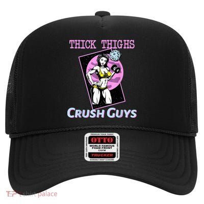 Thiick Thighs Crush Guys Weightlifting Bodybuilding Gym High Crown Mesh Back Trucker Hat