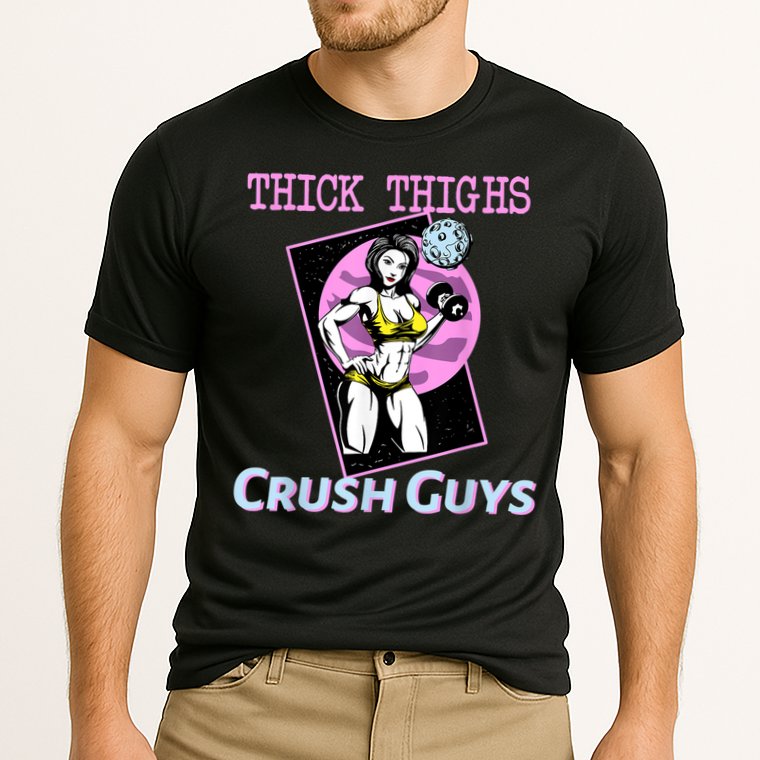 Thick Thighs Crush Guys Weightlifting Bodybuilding Gym Cooling Performance Crew T-Shirt