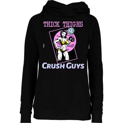 Thick Thighs Crush Guys Weightlifting Bodybuilding Gym Womens Funnel Neck Pullover Hood