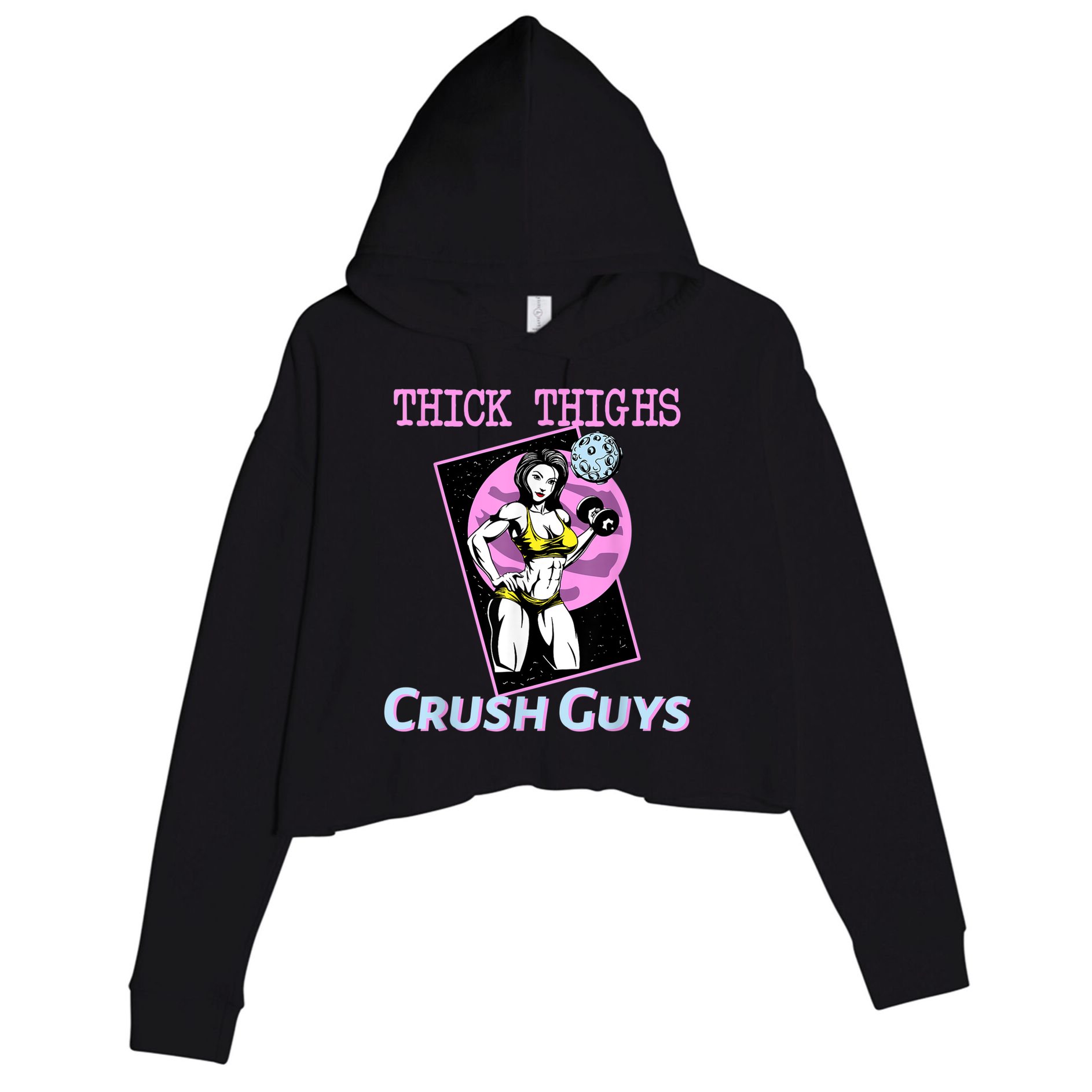 Thick Thighs Crush Guys Weightlifting Bodybuilding Gym Crop Fleece Hoodie