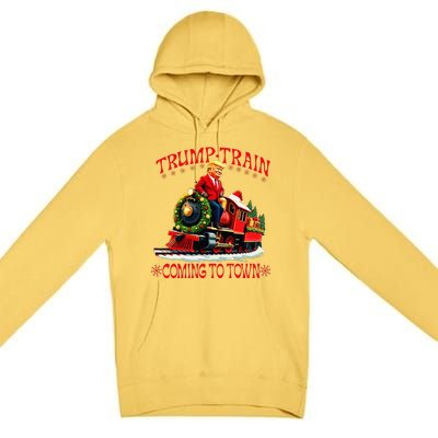 Trump Train Christmas Coming To Town Santa Trump 2024 Xmas Premium Pullover Hoodie