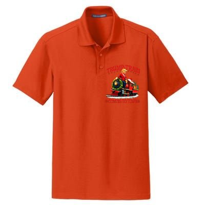 Trump Train Christmas Coming To Town Santa Trump 2024 Xmas Dry Zone Grid Polo