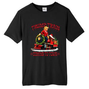 Trump Train Christmas Coming To Town Santa Trump 2024 Xmas Tall Fusion ChromaSoft Performance T-Shirt