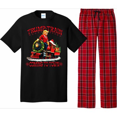 Trump Train Christmas Coming To Town Santa Trump 2024 Xmas Pajama Set