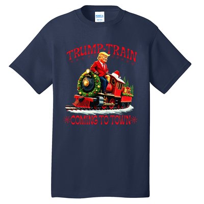 Trump Train Christmas Coming To Town Santa Trump 2024 Xmas Tall T-Shirt