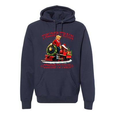 Trump Train Christmas Coming To Town Santa Trump 2024 Xmas Premium Hoodie