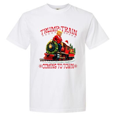 Trump Train Christmas Coming To Town Santa Trump 2024 Xmas Garment-Dyed Heavyweight T-Shirt