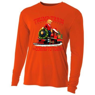 Trump Train Christmas Coming To Town Santa Cooling Performance Long Sleeve Crew