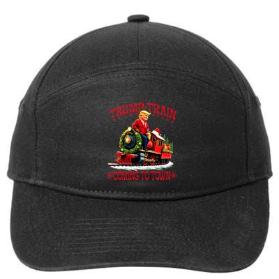 Trump Train Christmas Coming To Town Santa 7-Panel Snapback Hat