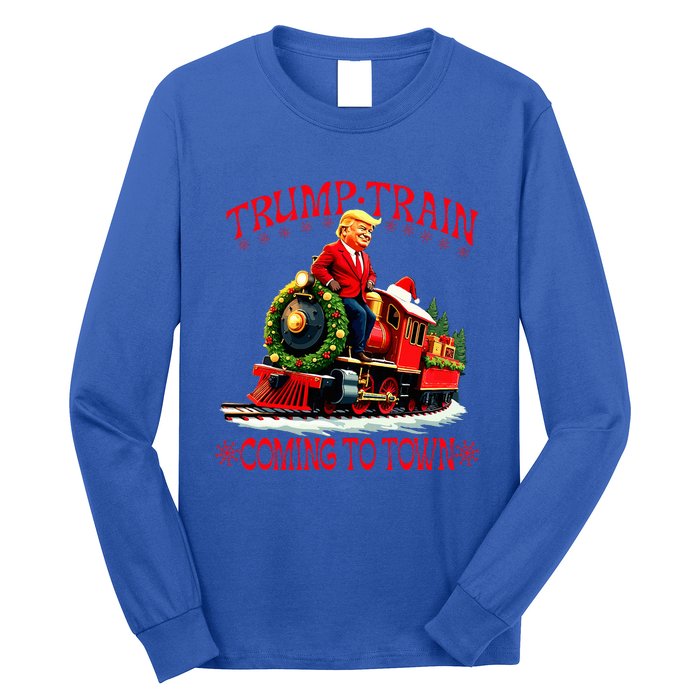 Trump Train Christmas Coming To Town Santa Long Sleeve Shirt