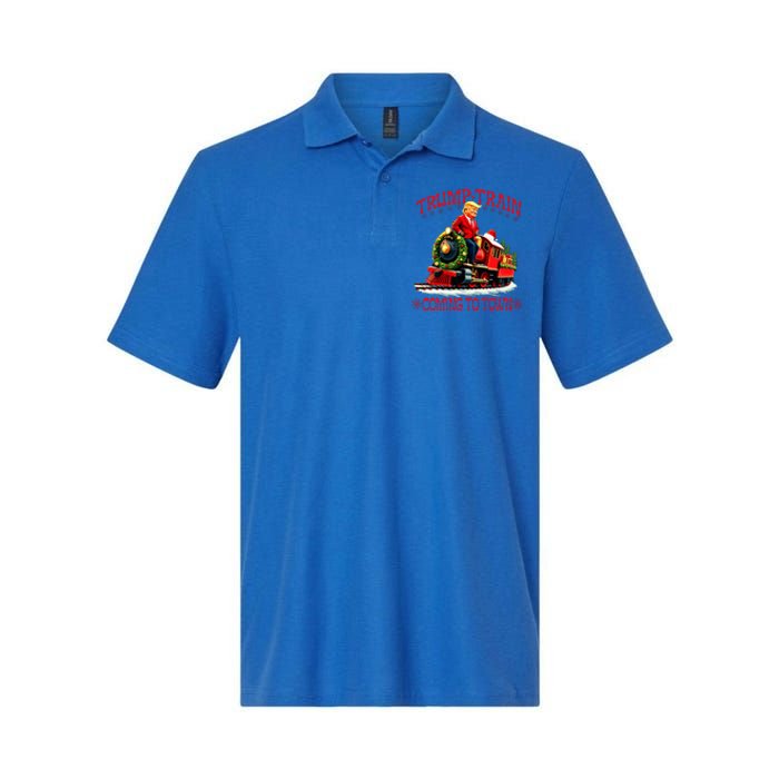 Trump Train Christmas Coming To Town Santa Softstyle Adult Sport Polo