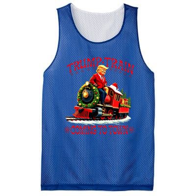 Trump Train Christmas Coming To Town Santa Mesh Reversible Basketball Jersey Tank