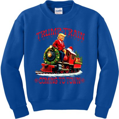 Trump Train Christmas Coming To Town Santa Kids Sweatshirt