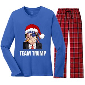 Team Trump Christmas Pajama Dear Santa All I Want Is A New Gift Women's Long Sleeve Flannel Pajama Set 