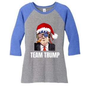 Team Trump Christmas Pajama Dear Santa All I Want Is A New Gift Women's Tri-Blend 3/4-Sleeve Raglan Shirt