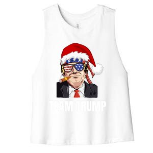 Team Trump Christmas Pajama Dear Santa All I Want Is A New Gift Women's Racerback Cropped Tank