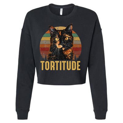 Tortitude Tortoiseshell Cat Cropped Pullover Crew
