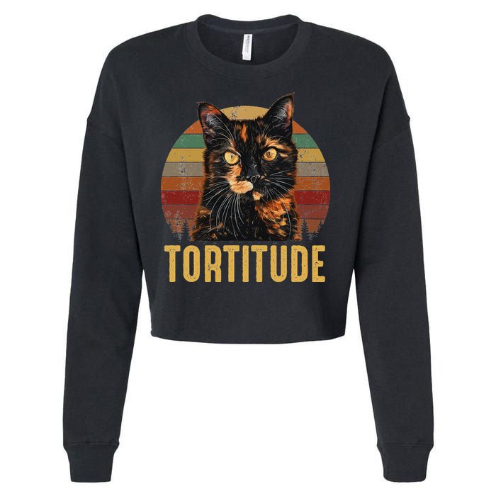 Tortitude Tortoiseshell Cat Cropped Pullover Crew