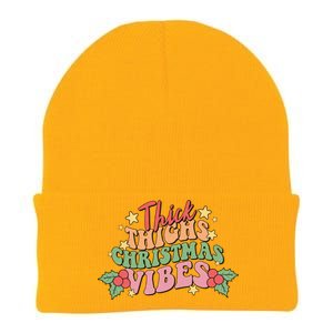 Thick Thighs Christmas Vibes Retro Holiday Funny Knit Cap Winter Beanie