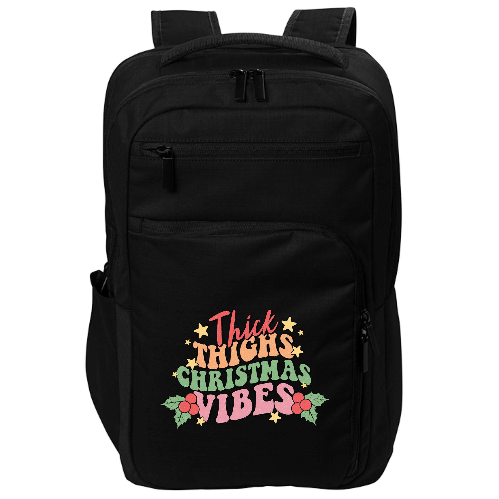 Thick Thighs Christmas Vibes Retro Holiday Funny Impact Tech Backpack
