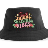 Thick Thighs Christmas Vibes Retro Holiday Funny Sustainable Bucket Hat