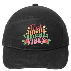 Thick Thighs Christmas Vibes Retro Holiday Funny 7-Panel Snapback Hat