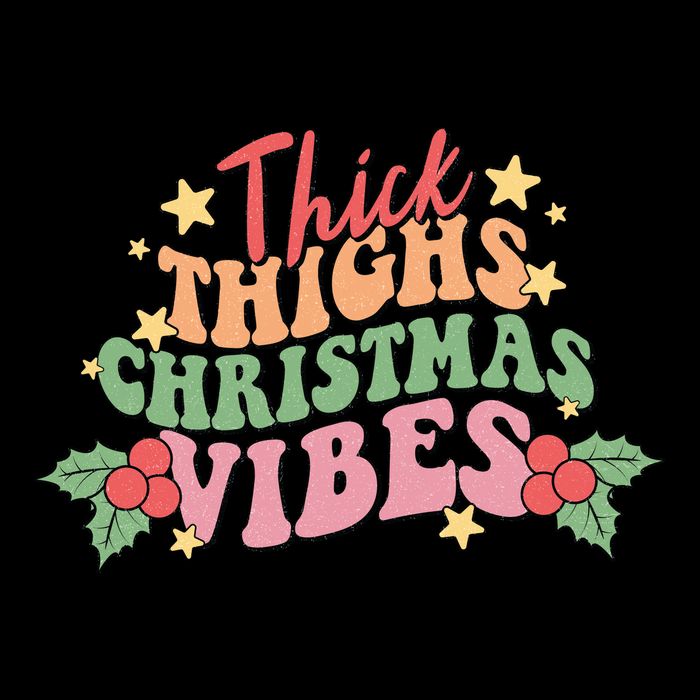 Thick Thighs Christmas Vibes Retro Holiday Funny Flatbill Hat