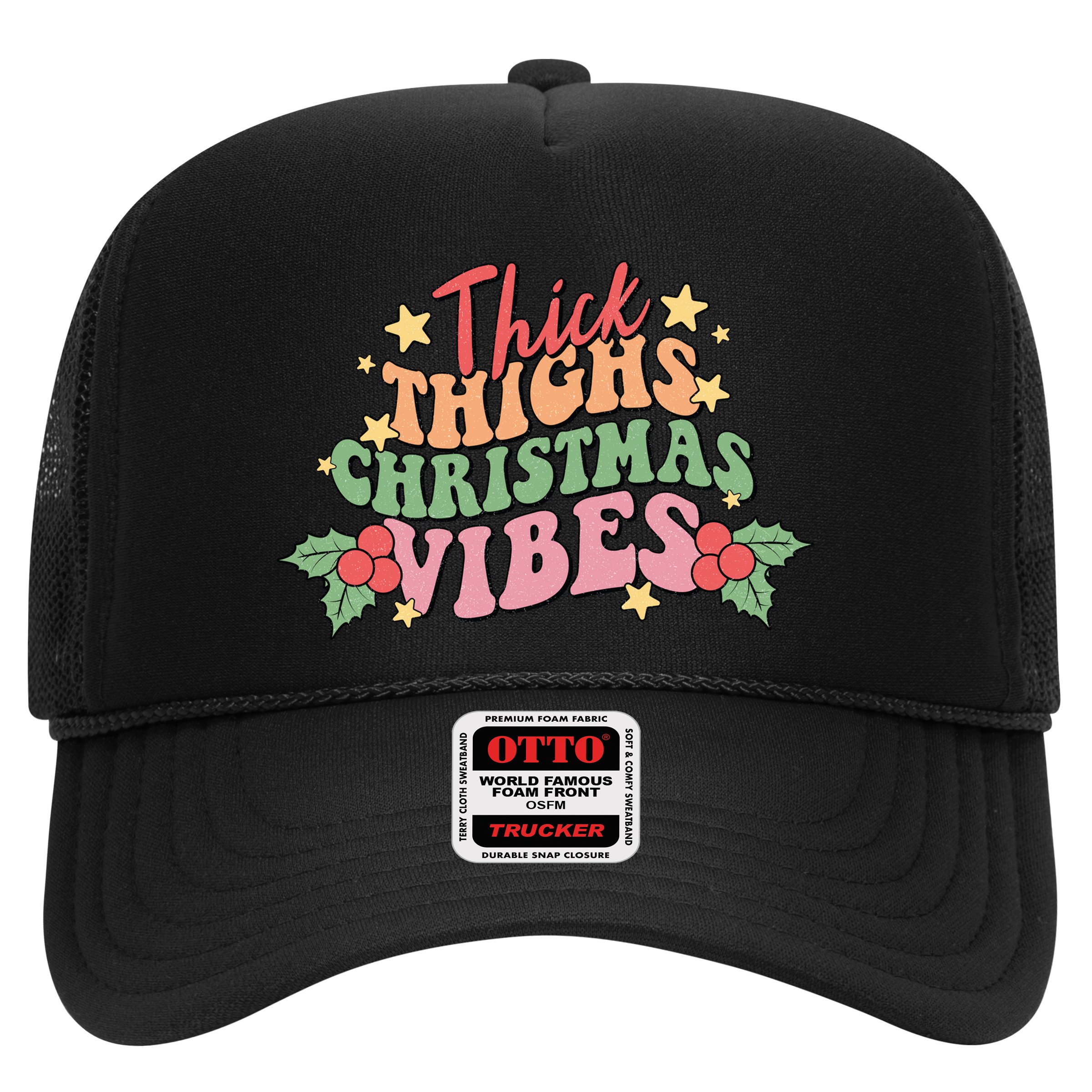 Thick Thighs Christmas Vibes Retro Holiday Funny Hat